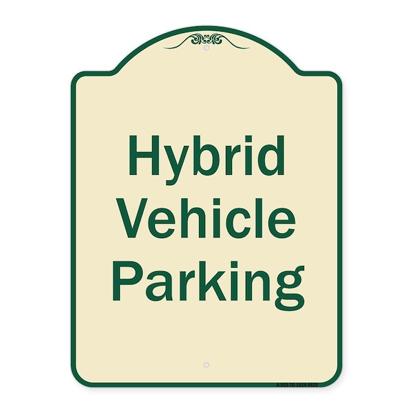 Designer Series-Hybrid Vehicle Parking Tan & Green Heavy-Gauge Aluminum, 24" x 18", TG-1824-9835